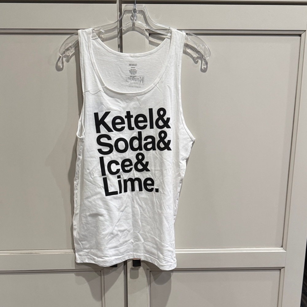 Kettle One White Tank Top with Bold Black Text